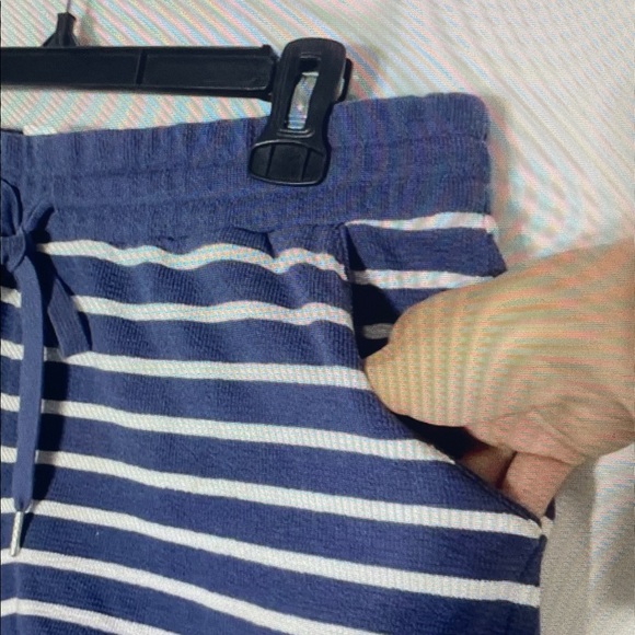 Navy and White Striped Women's Shorts - Picture 4 of 5